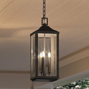 Urban Ambiance Luxury Farmhouse Outdoor Pendant 23.75''H x 9.5''W,  Midnight Black Finish,  Calderdale Collection, UHP1401 - 1 of 4