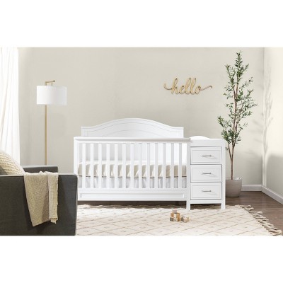 White 4-in-1 Convertible Crib and Changer with Storage