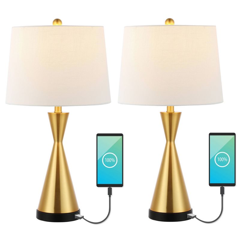 (Set of 2) 26" Colton Classic French Country Iron LED Table Lamp with USB Charging Port (Includes LED Light Bulb) - JONATHAN Y, 1 of 8