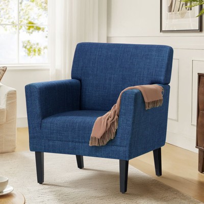 Modern Accent Chair for Living Room, Upholstered Fabric Armchair with Backrest and Arms, Single Sofa Chair for Bedroom or Office, Green