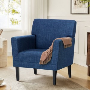 Modern Accent Chair for Living Room, Upholstered Fabric Armchair with Backrest and Arms, Single Sofa Chair for Bedroom or Office, Green - 1 of 4