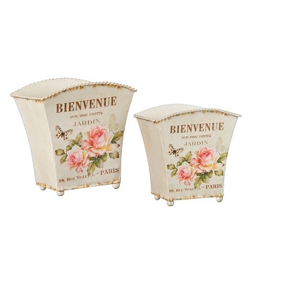Gallerie II Rose Cache Pot  Set Of 2