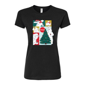 Women's - Coca-Cola - Christmas Tree Polar Bears Fitted Graphic T-Shirt - 1 of 3