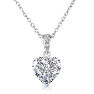 Guili Sterling Silver Rose Plated Green CZ Heart-shape Necklace in White, Green, Red, or Blue, Sweet & Romantic for a Fresh, Vibrant Look. - 1 of 3