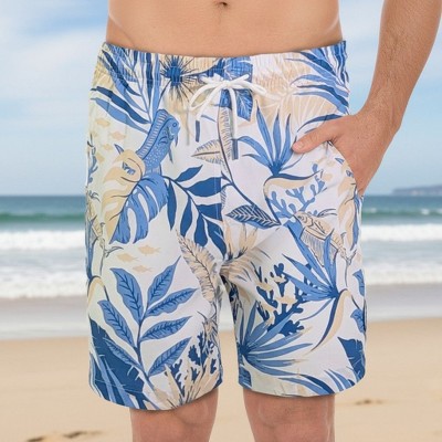 UZZI Amphibious Gear Men's Floral Fish Swim Trunks | White Medium — фото 5