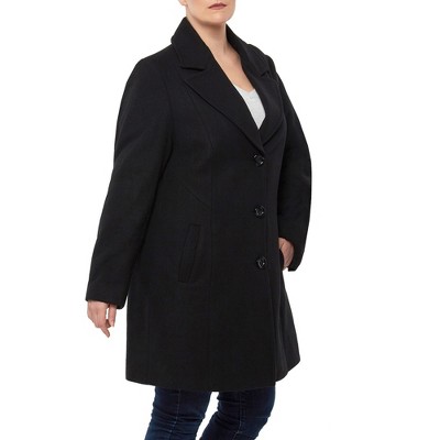 Alpine Swiss Alice Womens Plus Size Wool Overcoat Classic Notch Lapel Walking Coat BLK 1XL — фото 5