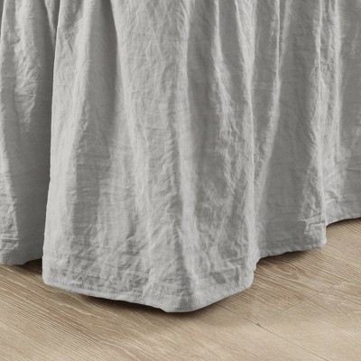 Light Gray Ruched Ruffle Elastic Easy Wrap Around Bed Skirt