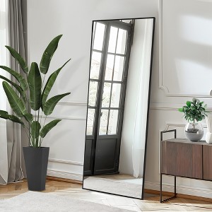 Dovelina Modern Rectangular Aluminium Fine Edge Black Hanging Mirror Decorative Wall Mirror - 1 of 4