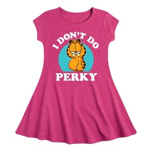 Girls' - Garfield - I Don't Do Perky Fit & Flair Cap Sleeve Dress - 1 of 3