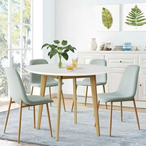 Norman+Oslo 5 Piece Small Round Table With Chairs,Home Kitchen Round Dining Table with Thick Tabletop and 4 Upholstered Armless Chairs-Maison Boucle - 1 of 4