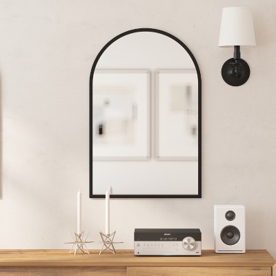 Mila Black Metal Arched Wall Mirror 20x30