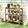 Tangkula 3-Tier Solid Wood Plant Stand w/Slatted Shelves Take Oil Finish Indoor Outdoor - 3 of 4