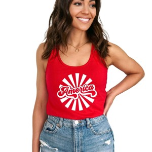 Simply Sage Market Women's America Rays Racerback Graphic Tank - 1 of 3