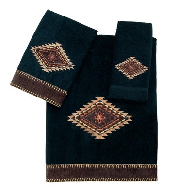 Horseshoes & Rope Embroidered Chocolate Bath Towel 3 Pc Set