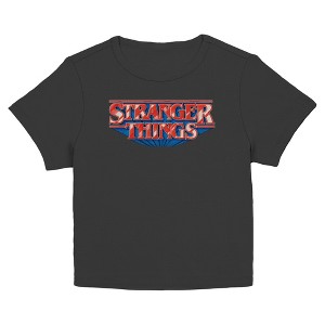 Juniors Womens Stranger Things Glossy Style Classic Logo T Shirt - 1 of 4