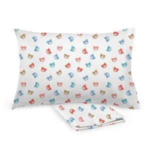BreathableBaby Cotton Percale Pillowcase, For 13" x 18"/33 x 46 cm Toddler Pillow, Bears (2-Pack) - 1 of 4
