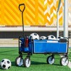 FURNIinspire Wheelbarrows And Lawn Carts All-Purpose Folding Cart, Lawn Cart Wagon Firewood Cart For Garden Work, Beach, Black And Blue, 37“*20"*45" - 2 of 4