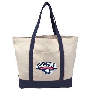 University of Southern Indiana Primary Logo Canvas Tote Bag With External Pocket, Reusable Shoulder Bag for Shopping, School, Beach - 1 of 4