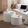 Nesting Coffee Table Set of 2 with Honeycomb Design, Modern Round Drum Tables for Living Room and Bedroom - 4 of 4
