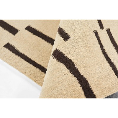 Contemporary Simba Ivory Abstract Wool 5' x 8' Area Rug