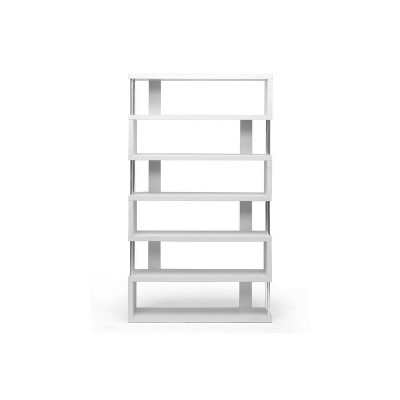 75.5" Barnes Six Shelf Modern Bookshelf White - Baxton Studio
