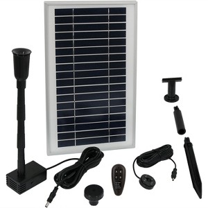 Sunnydaze Outdoor Solar Powered Water Pump and Panel Bird Bath Fountain Kit with Battery Pack and Remote Control - 105 GPH - 55" - 1 of 4