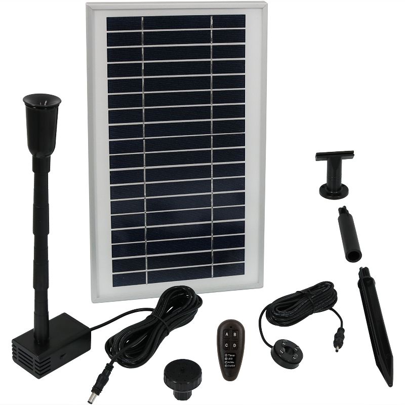 Sunnydaze Outdoor Solar Powered Water Pump and Panel Bird Bath Fountain Kit with Battery Pack and Remote Control - 105 GPH - 55", 1 of 6