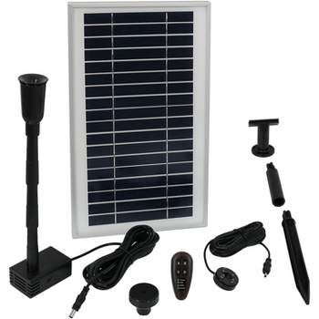Sunnydaze Outdoor Solar Powered Water Pump and Panel Bird Bath Fountain Kit with Battery Pack and Remote Control - 105 GPH - 55"