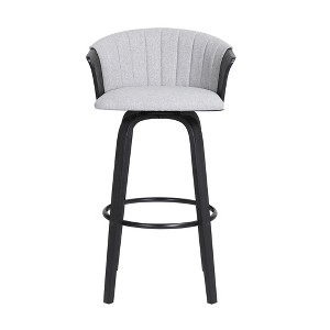 HomeRoots 30" Light Gray And Black Fabric Swivel Bar Height Bar Chair - 1 of 4