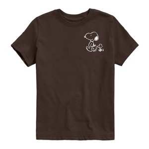 Boys' - Peanuts - Snoopy Woodstock Walk White Ink Short Sleeve Graphic T-Shirt - 1 of 4