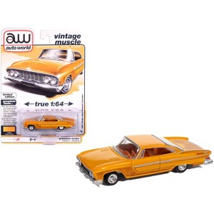 1961 Dodge Dart Phoenix Lowrider Mango Smoothie Metallic with Graphics and Orange Interior 1/64 Diecast Model Cars by Auto World - 1 of 4