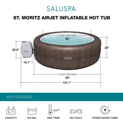 Bestway St. Moritz Brown Inflatable 7-Person Hot Tub with AirJets
