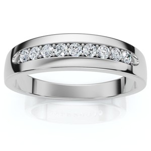 Pompeii3 Mens 1/4ct Diamond Wedding Ring 10k White Gold Anniversary Band - 1 of 4