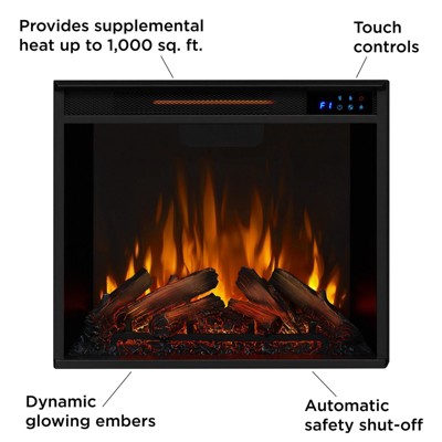 Compact Black Electric Fireplace Heater with Mantel