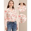 Allegra K Women's Floral Loose V Neck Long Sleeve Button-Up Shirt - 2 of 4