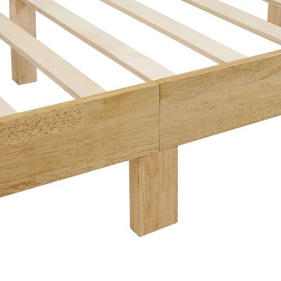Natural Queen Platform Bed with Boucle Upholstered Headboard