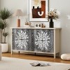 Storage Cabinet,Sideboard Buffet Cabinet With 4 Doors And Adjustable Shelves,Wood Grain Color Frame Cabinet With Anti-Tipping Device-Cuddlewood - 3 of 4