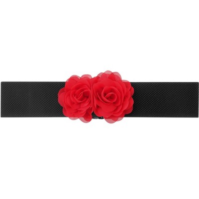 INSPIRE CHIC Women's Elastic Wide Double-Flower Stretch Corset Waist Belt 1 Pc