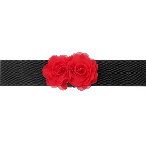INSPIRE CHIC Women's Elastic Wide Double-Flower Stretch Corset Waist Belt 1 Pc - 1 of 4