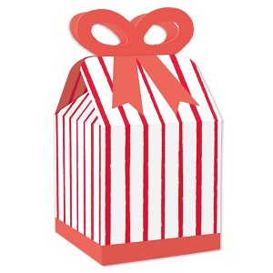 Big Dot of Happiness Red Stripes - Square Favor Gift Boxes - Simple Party Bow Boxes - Set of 12 - 1 of 4