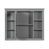 35'' x 27.5'' Medicine Cabinet, Wall Mounted Bathroom Storage Cabinet, Modern Bathroom Wall Cabinet with Mirror, with 6 Open Shelves Gray - 4 of 4