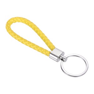 Unique Bargains Braided PU Leather Car Wallet Keychain with Stainless Steel Key Ring - 1 of 3