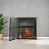 Heather Greige Dog Crate Furniture.as a 43.3" side end table.for dogs up to 80 lb, with a heavy-duty cage, enclosed base and double - door design. - 2 of 4