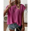 Womens Summer Cap Sleeve Tops Trendy Casual Crew Neck Knit Lightweight Sweater Pullover Top - 2 of 4