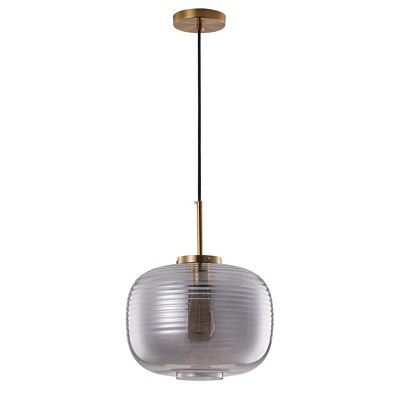 Vintage Ribbed Glass Pendant Light 1-Linght for Bar Kitchen Entryway