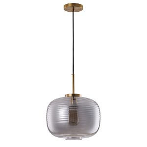 Vintage Ribbed Glass Pendant Light 1-Linght for Bar Kitchen Entryway - 1 of 4