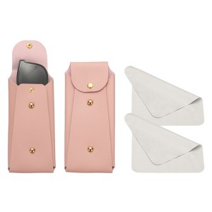 Unique Bargains PU Leather Portable Nail Buckle Soft Eyeglass Cases 2 Pcs - 1 of 4