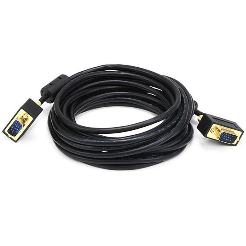 Monoprice Ultra Slim SVGA Super VGA Male to Male Monitor Cable - 15 Feet With Ferrites | 30/32AWG, Gold Plated Connector, 1 of 4