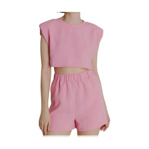Women's Waffle Knit Crop Top - Aureum - 1 of 4