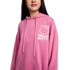 Hello Kitty & Bows Line Art Women's Pink Mineral Wash Long Sleeve Fleece Hooded Sweatshirt - 2 of 4